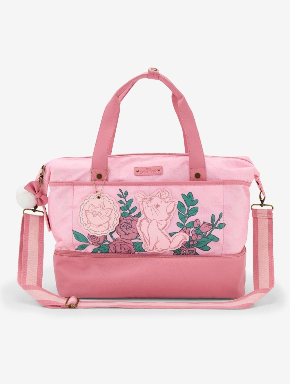 NWT Disney The Aristocats Floral Marie Duffle Pink Bag